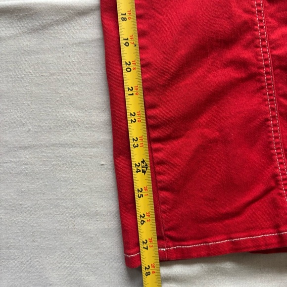 Anthropologie Maeve Delaney Mid Rise Wide Leg Flare Jeans Red 25 - Picture 9 of 10